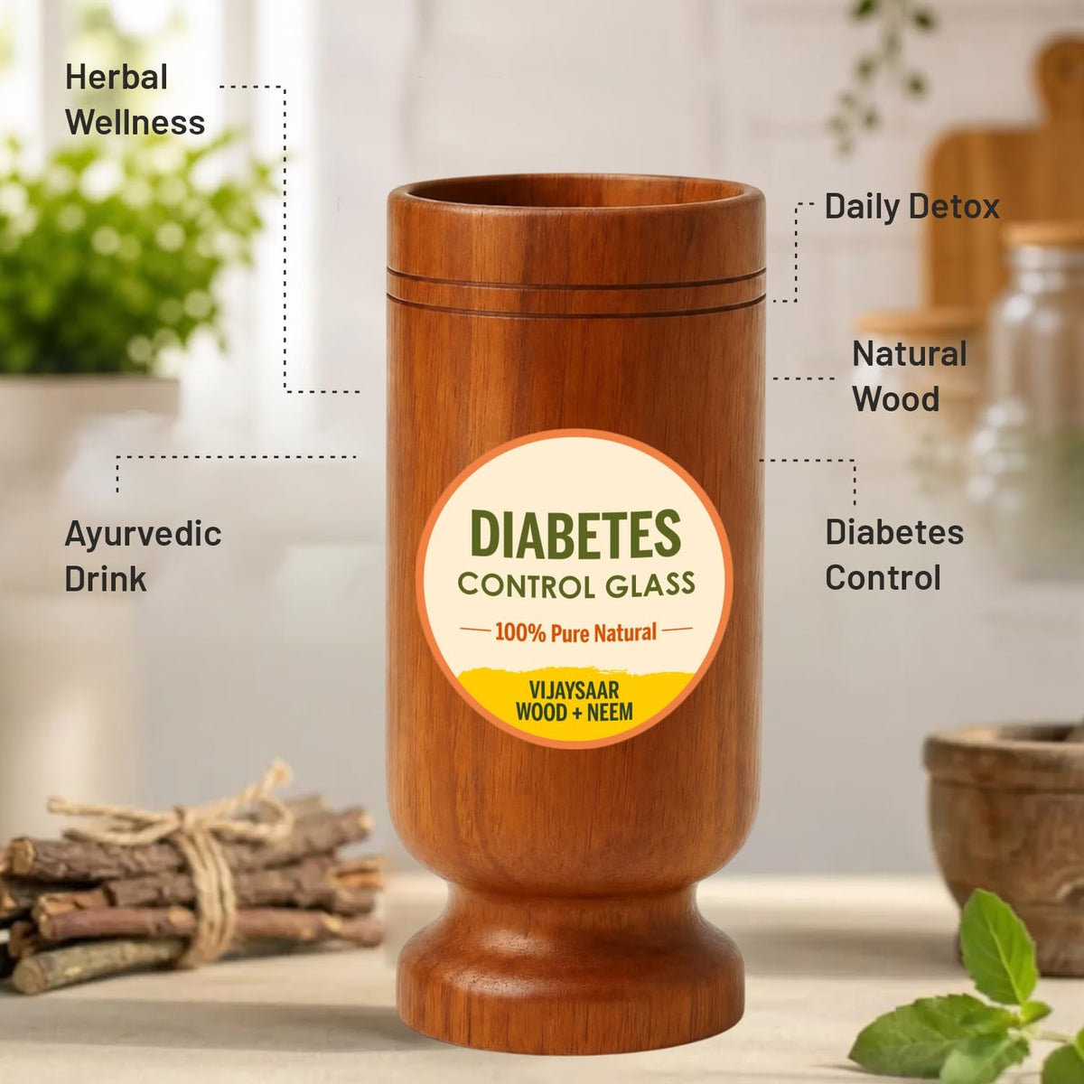 Vijaysaar Wood Herbal Glass