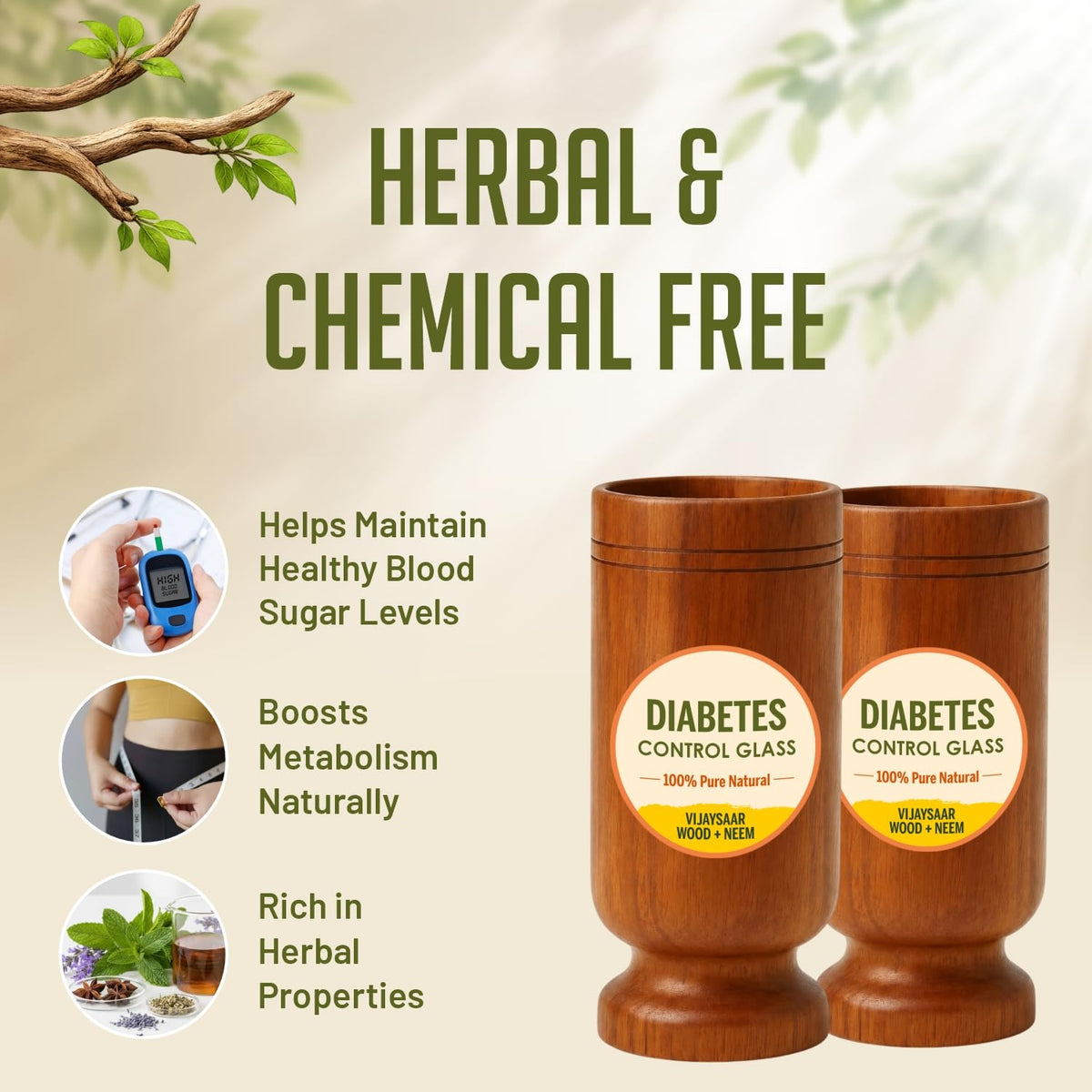 Vijaysaar Wood Herbal Glass