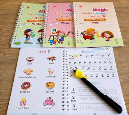 Premium WriteNest™ Magic Book (4 Set) + Free Pen (5 Riflle Included)