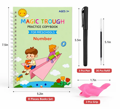 Premium WriteNest™ Magic Book (4 Set) + Free Pen (5 Riflle Included)