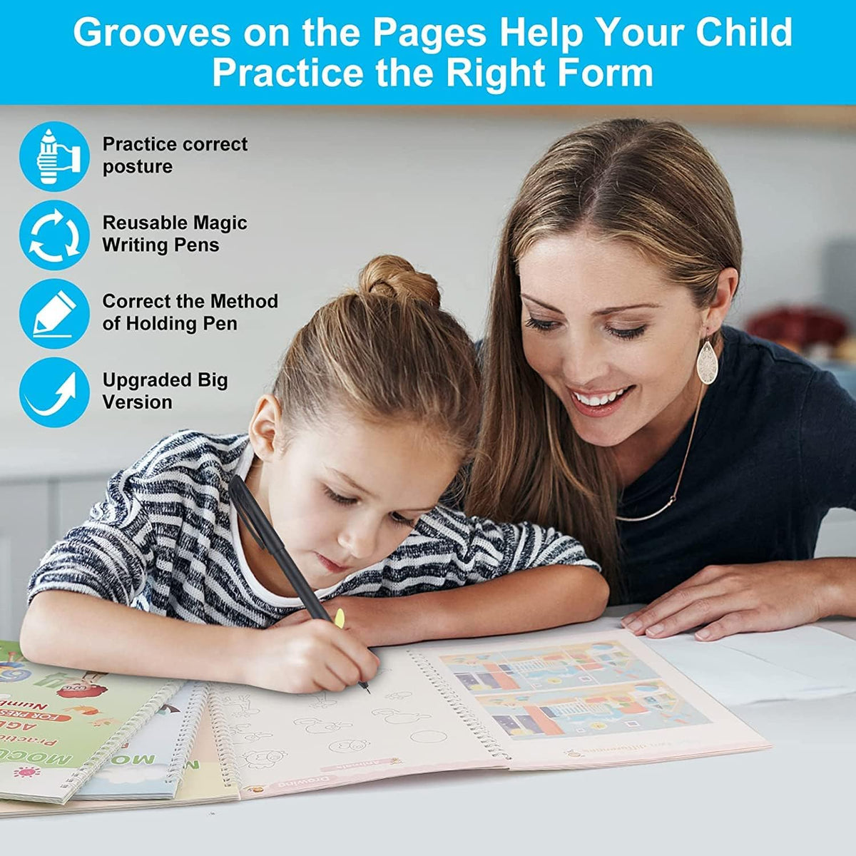 Premium WriteNest™ Magic Book (4 Set) + Free Pen (5 Riflle Included)