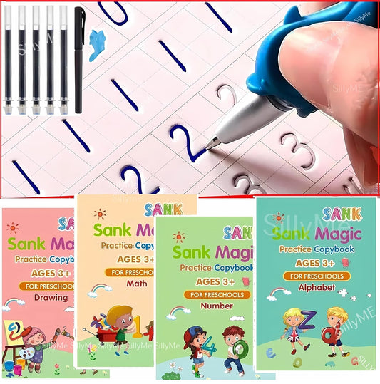 Premium WriteNest™ Magic Book (4 Set) + Free Pen (5 Riflle Included)