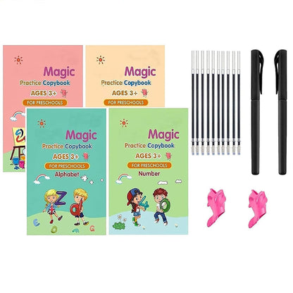 Premium WriteNest™ Magic Book (4 Set) + Free Pen (5 Riflle Included)