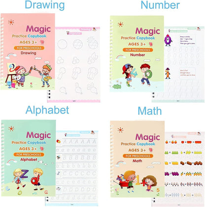 Premium WriteNest™ Magic Book (4 Set) + Free Pen (5 Riflle Included)